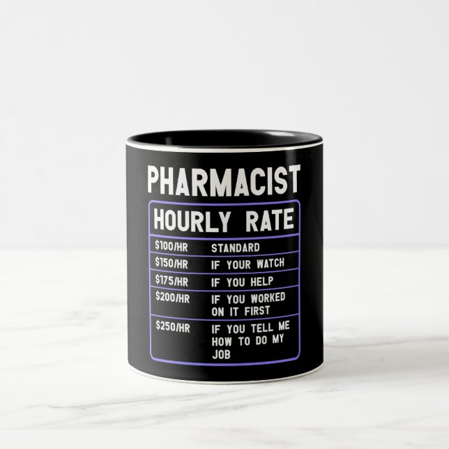 Caneca De Café Em Dois Tons Farmacêutica Engraçada Taxa Horária (Centro)