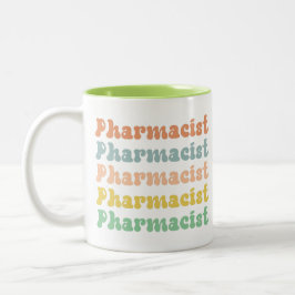 Caneca De Café Em Dois Tons Farmacêutico Farmacologia Retro Groovy