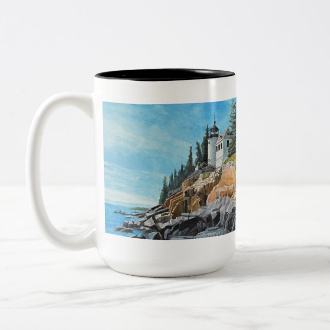 Caneca De Café Em Dois Tons Farol de Bass Harbor (Esquerda)