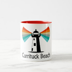 Caneca De Café Em Dois Tons Farol de Currituck Beach Arco-íris