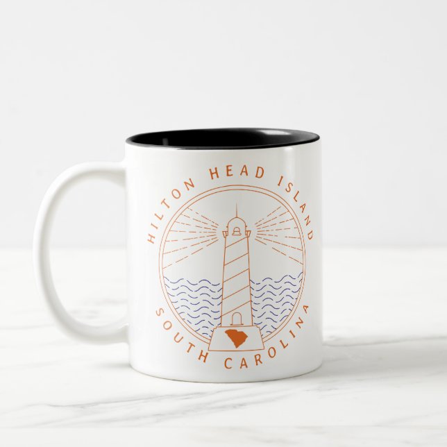 Caneca De Café Em Dois Tons Farol de Hilton Head Island (Esquerda)