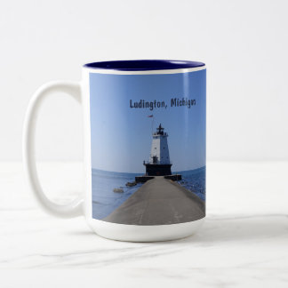Caneca De Café Em Dois Tons Farol de Ludington