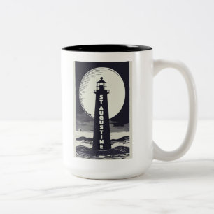 Caneca De Café Em Dois Tons Farol de St. Augustine Flórida Lua