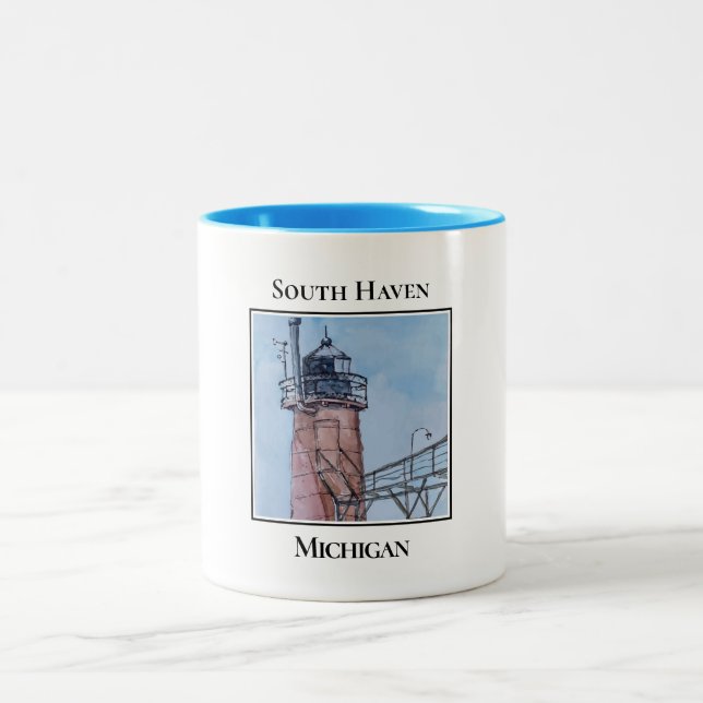 Caneca De Café Em Dois Tons Farol do Haven Michigan (Centro)