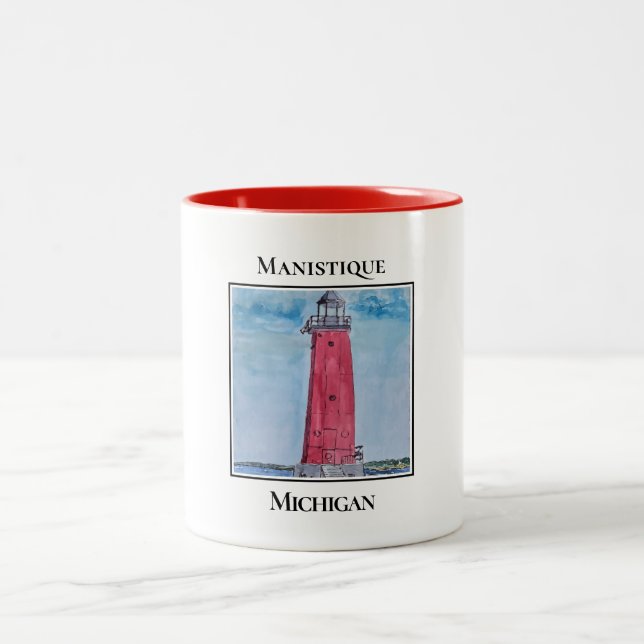 Caneca De Café Em Dois Tons Farol Manistique East Breakwater (Centro)