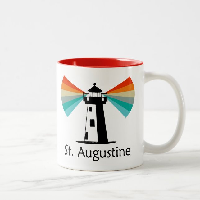 Caneca De Café Em Dois Tons Farol St. Augustine Florida Arco-íris (Direita)