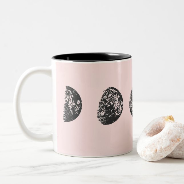 Caneca De Café Em Dois Tons Fases da Lua (Com Donut)