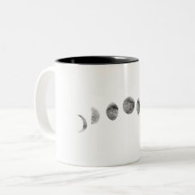 Fases da Lua Aquarela Preto Branco Moderno Minimal