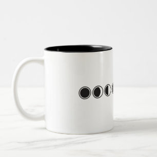 Caneca De Café Em Dois Tons Fases da Lua Arte Minimalista em Linha