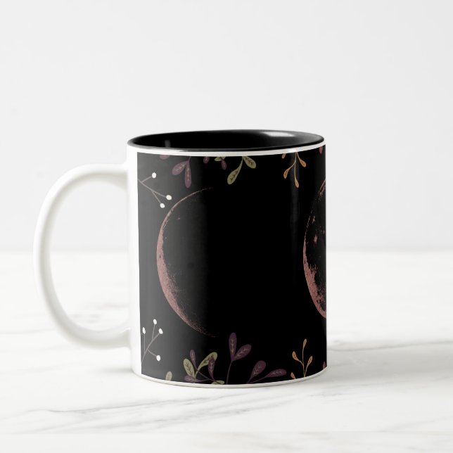 Caneca De Café Em Dois Tons Fases da Lua Escura (Esquerda)