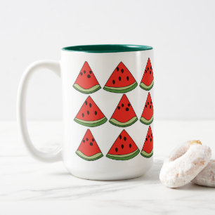 Caneca De Café Em Dois Tons Fatia de Melancia Vermelha
