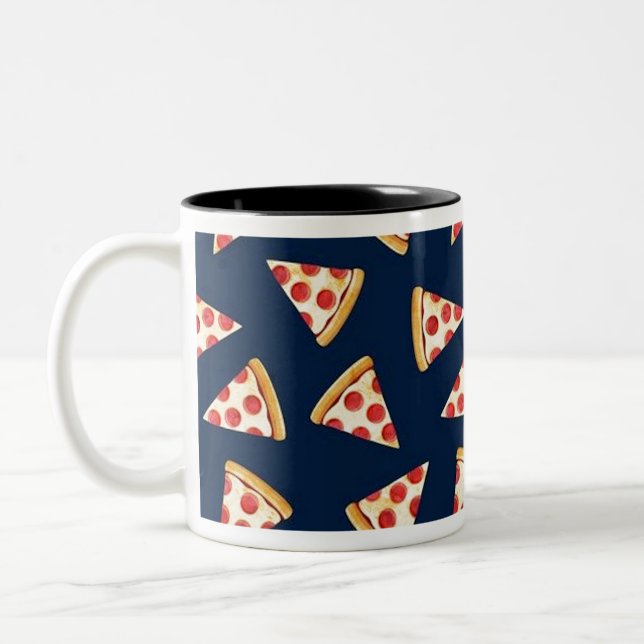 Caneca De Café Em Dois Tons Fatia de Pizza no marinho (Esquerda)