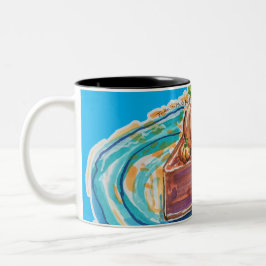 Caneca De Café Em Dois Tons Fatia de Torta de Abóbora