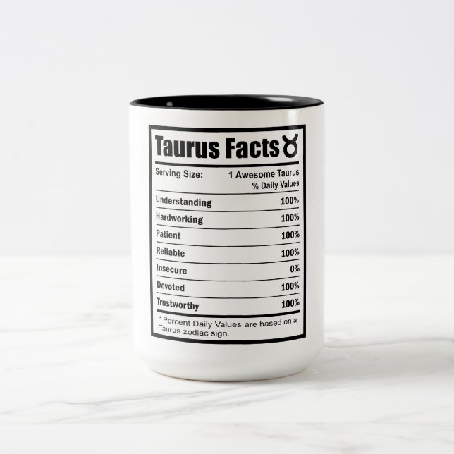 Caneca De Café Em Dois Tons Fatos de Nutrição Taurus (Centro)