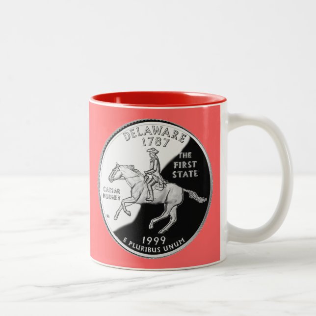 Caneca De Café Em Dois Tons Faux Delaware State Quarter (Direita)