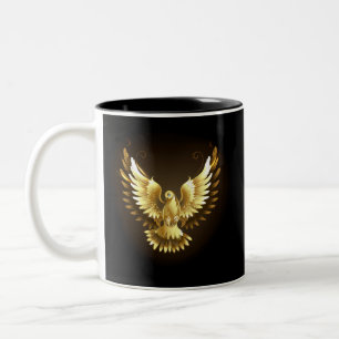 Caneca De Café Em Dois Tons Faux Gold Foil Peace Dove em Preto