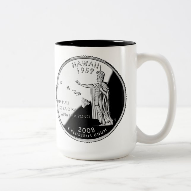 Caneca De Café Em Dois Tons Faux Hawaii State Quarter (Direita)