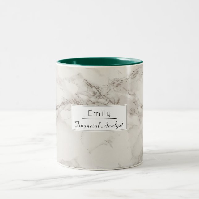 Caneca De Café Em Dois Tons Faux Marble Alabaster Taupe Tan Personalizado Mode (Centro)