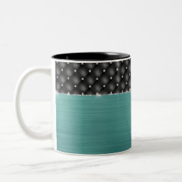 Caneca De Café Em Dois Tons Faux Metal Glam Upholstere Monograma de Teal Faux