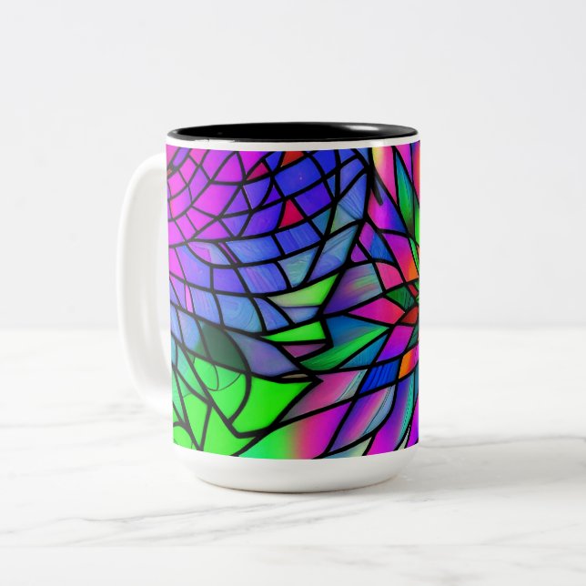 Caneca De Café Em Dois Tons Faux StainGlass (Frente Esquerda)