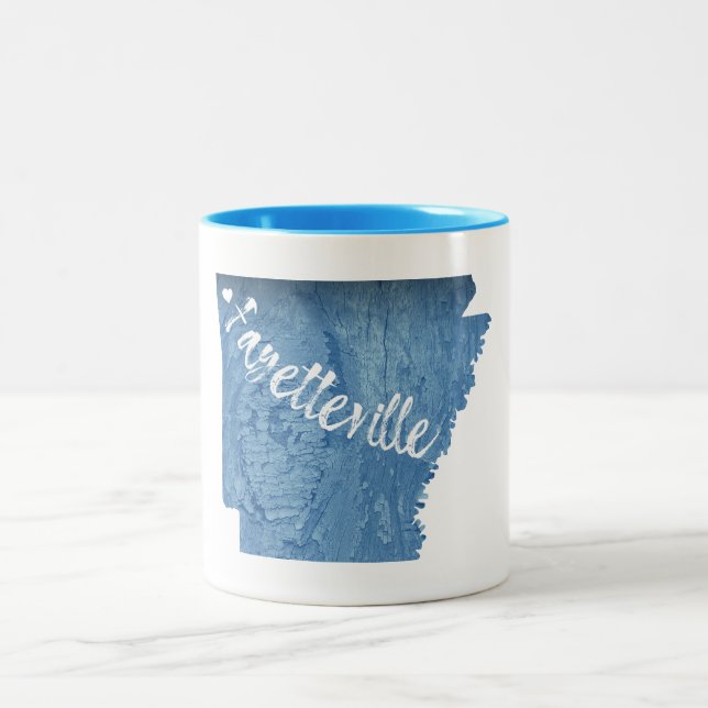 Caneca De Café Em Dois Tons Fayetteville Arkansas Wood Grain (Centro)