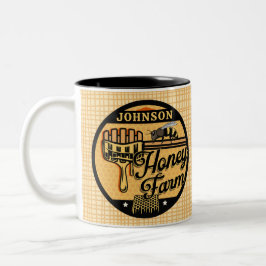 Caneca De Café Em Dois Tons Fazenda de Abelhas Personalizada NOME Doce Colmeia