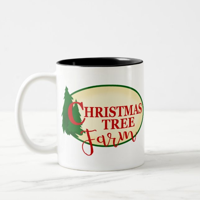 Caneca De Café Em Dois Tons Fazenda de Árvore de Natal (Esquerda)