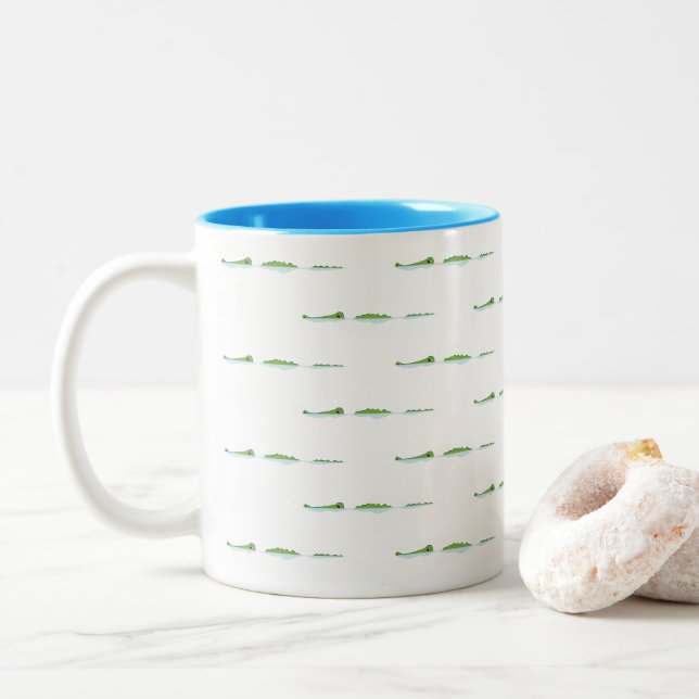 Caneca De Café Em Dois Tons Fazenda de jacarés (Com Donut)
