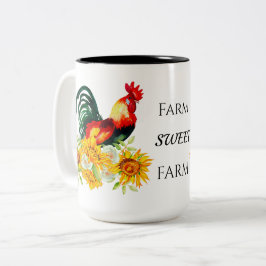 Caneca De Café Em Dois Tons Fazenda Doce Fazenda Galo Floral