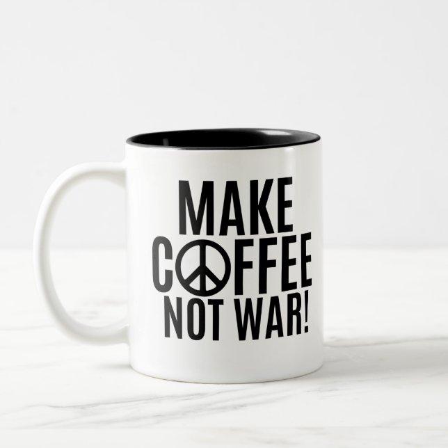 Caneca De Café Em Dois Tons Fazer Café Não Guerra (Esquerda)