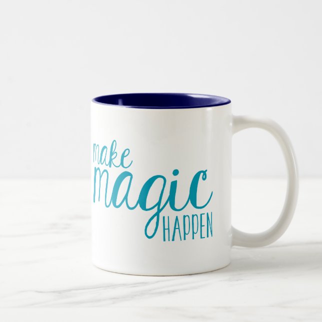 Caneca De Café Em Dois Tons Fazer Magia Acontecer Típica Mug (Direita)