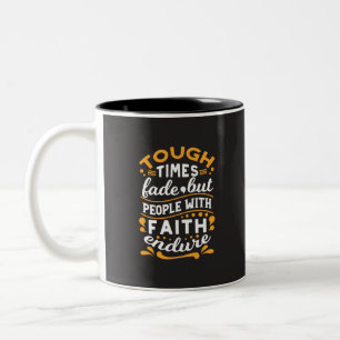 Caneca De Café Em Dois Tons Fé Acima de Lutas – Arte Religiosa Motivacional