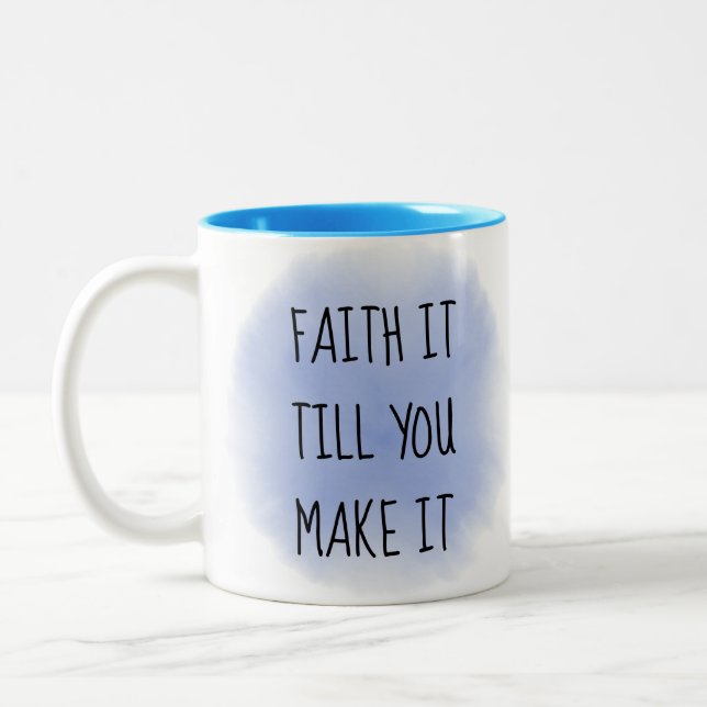 Caneca De Café Em Dois Tons Fé Azul, Toca De Café De Dois Tom (Esquerda)