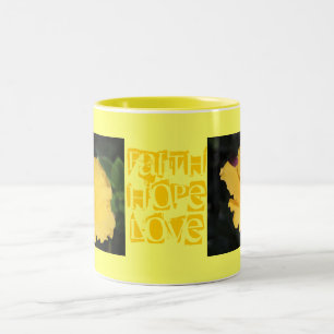 Caneca De Café Em Dois Tons Fé Esperança Amor Monograma Nome Vinha Flores Amar
