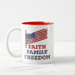 Caneca De Café Em Dois Tons Fé Família Liberdade