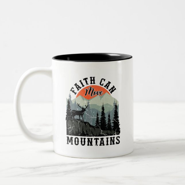 Caneca De Café Em Dois Tons Fé Pode Mover Montanhas (Esquerda)