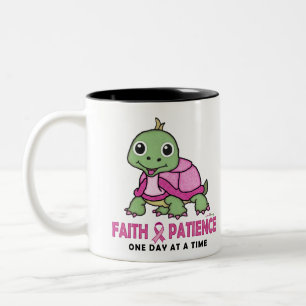 Caneca De Café Em Dois Tons Fé uma paciência: Tartaruga verde cor-de-rosa do