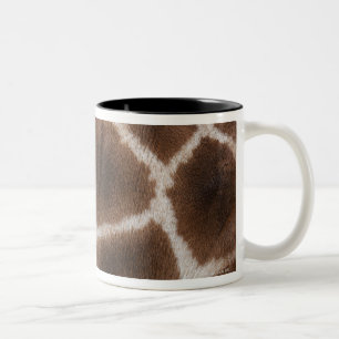 Caneca De Café Em Dois Tons Feche acima da pele dos girafas