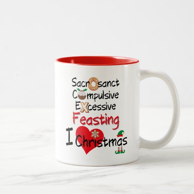 Caneca De Café Em Dois Tons Fedição Festiva - Eu Adoro Natal (Direita)