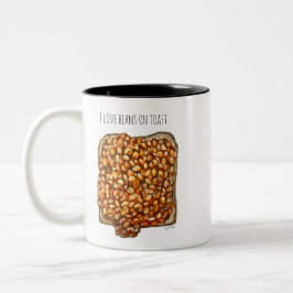 Caneca De Café Em Dois Tons Feijão sobre Torradas