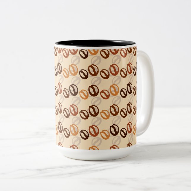 Caneca De Café Em Dois Tons Feijões de café (Frente Esquerda)