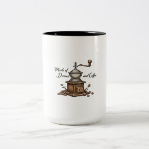Caneca De Café Em Dois Tons "Feita de Sonhos e Café" Mug de Dois Toneladas - C