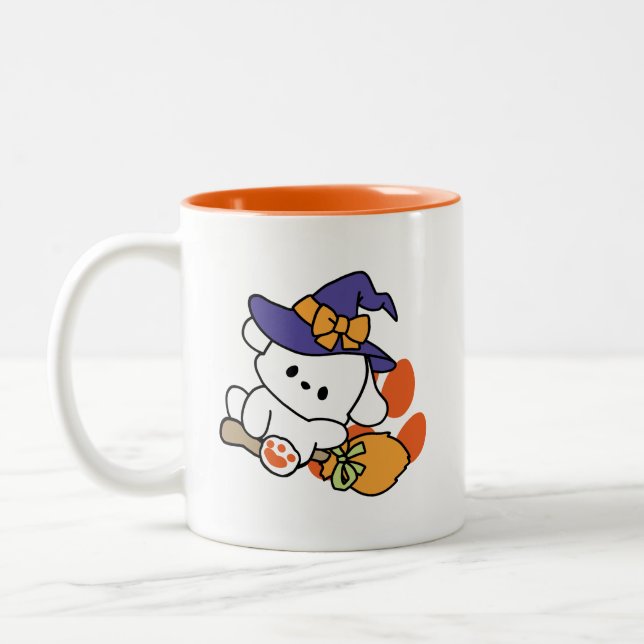 Caneca De Café Em Dois Tons Feiticeira de pata no treinamento - Cão de Hallowe (Esquerda)