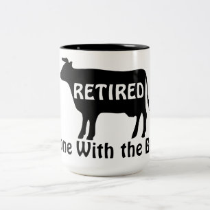 Caneca De Café Em Dois Tons Feito Com o Touro Tema de Aposentadoria de Vaca En