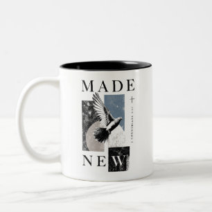 Caneca De Café Em Dois Tons Feito Novo 2 Coríntios 5:17 Batismo de Pomba Bruta