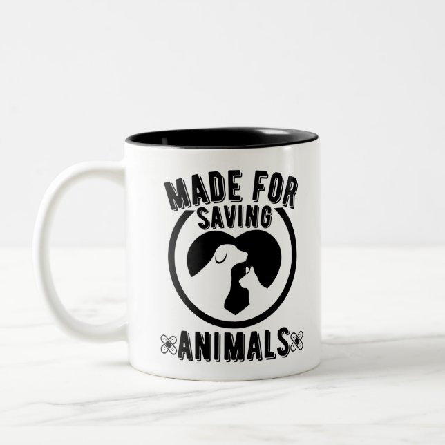 Caneca De Café Em Dois Tons Feito Para Salvar Animais Vet Tech Veterinarian Ve (Esquerda)