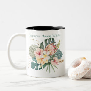 Caneca De Café Em Dois Tons Felicidade Bloomia Dentro Da Cama De Café