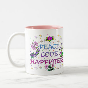 Caneca De Café Em Dois Tons Felicidade do amor da paz