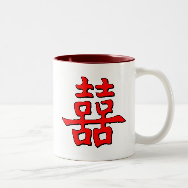 Caneca De Café Em Dois Tons Felicidade dupla chinesa (Direita)