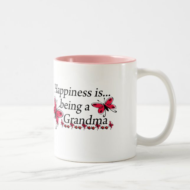 Caneca De Café Em Dois Tons Felicidade é Ser uma Avó BORBOLETA (Direita)